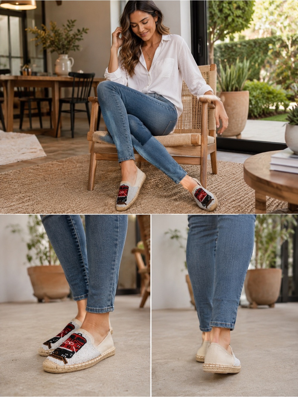 Tiana x New York Beaded Espadrille CP Railroad Flats Shoes.
